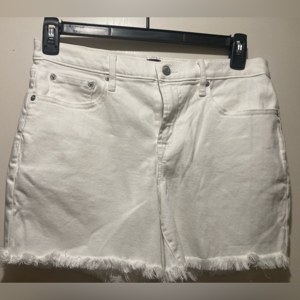 GAP Women's White Jean Shorts with Frayed Hem